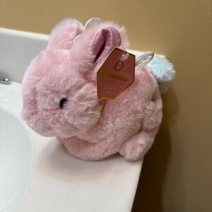 FAO Schwarz Pink Plush Bunny Crossbody Bag with Sparkler Tag